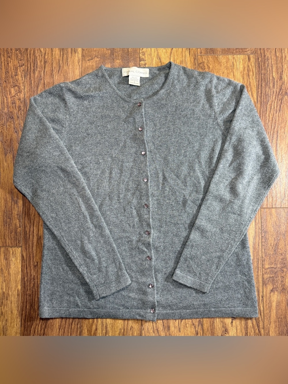 Vintage Casual Corner Gray Button-Up Women's Small Silk Cashmere Cardigan